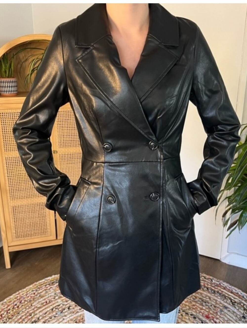 H&M Vegan Leather Trench Coat